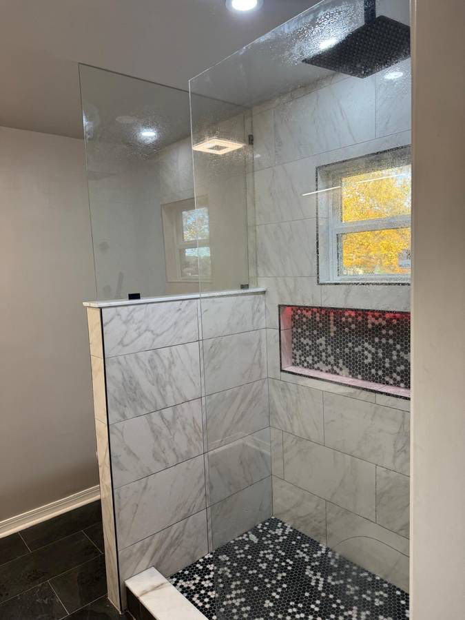 Restroom ready with red lights